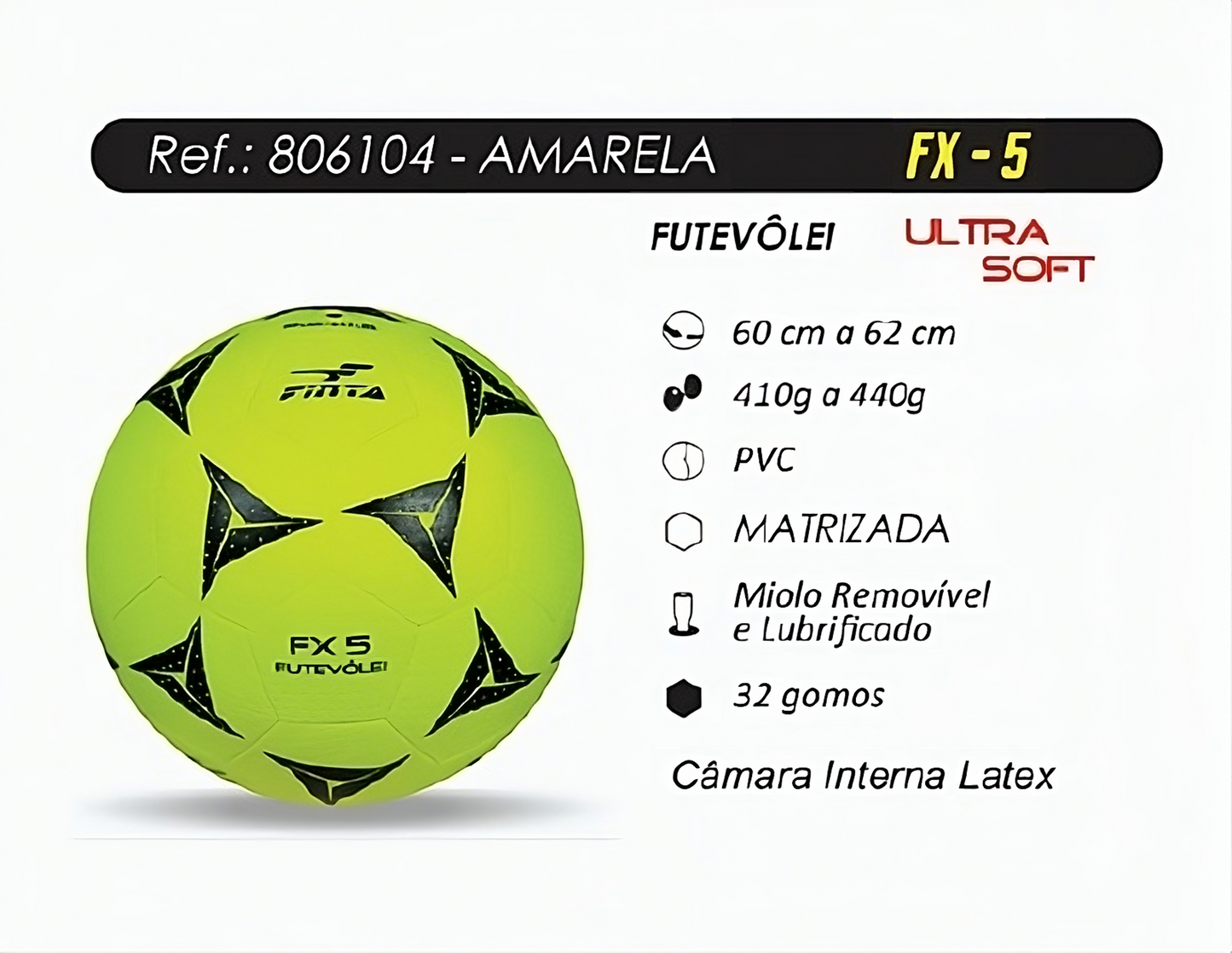 Bola Futvôlei Profissional Finta FX5 Soft Bilt Unissex