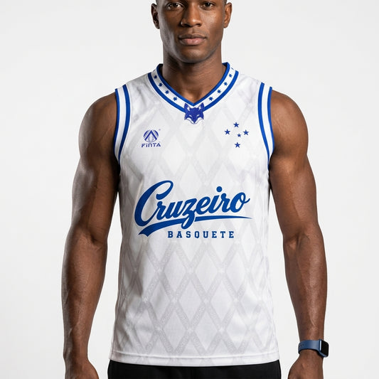 Camisa Jogo Branco Basquete Cruzeiro Finta